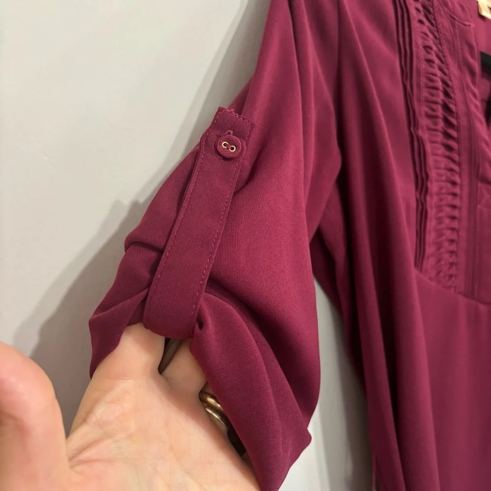 Skies Are Blue Burgundy
Anthropologie Belted Shirt Dress. Size S - Picture 3 of 5